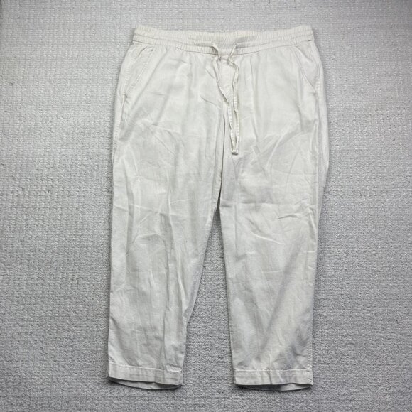 GAP Factory Store Linen Drawstring Pants Women Sz XL Ivory Wide Leg Comfty - Picture 1 of 11